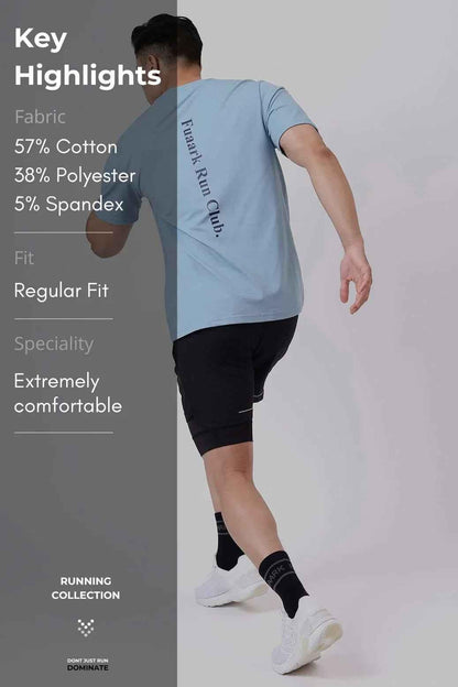 Light blue Pulse Running T-shirt by Fuaark Nz, showing a comfortable athletic tee with a fitted design and moisture-wicking fabric.