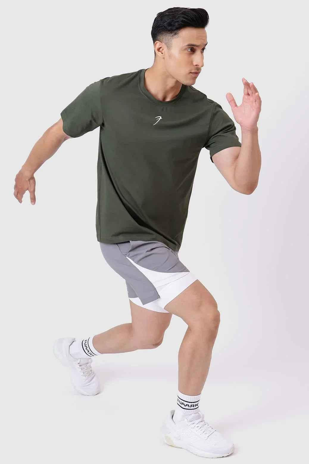Olive green Pulse Running T-shirt by Fuaark NZ, casual athletic T-shirt with a comfortable fit and breathable fabric.
