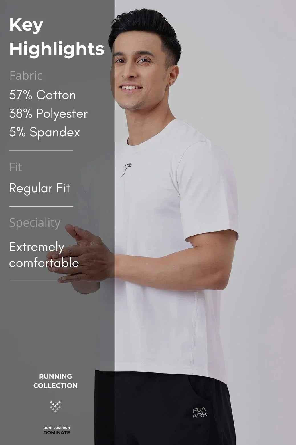 White Pulse Running T-shirt by Fuaark Nz, casual athletic tee with a comfortable fit and breathable fabric.