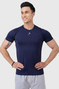 Navy Pulse T-shirt by Fuaark Nz, casual men's T-shirt with a round neck and short sleeves, displayed on a plain background.