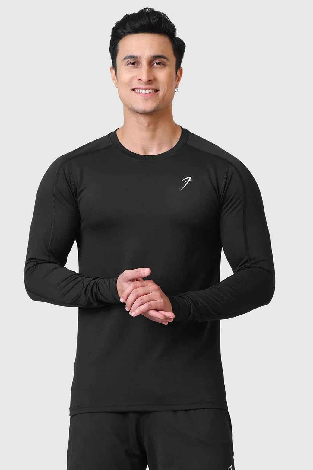 Black Rush Fullsleeves T-shirt by Fuaark Nz, casual long-sleeve shirt with a comfortable fit and simple design.