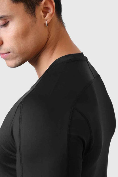 Black Rush Fullsleeves T-shirt by Fuaark Nz, shown flat with long sleeves and round neckline.