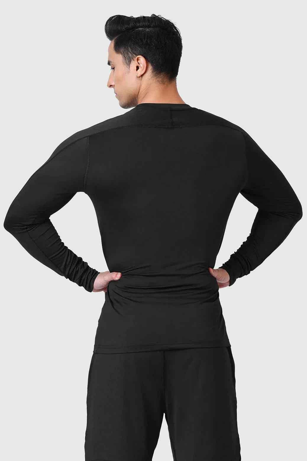 Black Rush Fullsleeves T-shirt by Fuaark Nz, featuring a fitted design and crew neck, shown on a plain background.