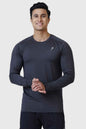 Dark grey Rush full-sleeves T-shirt by Fuaark NZ, shown flat with visible crew neckline and soft fabric texture.