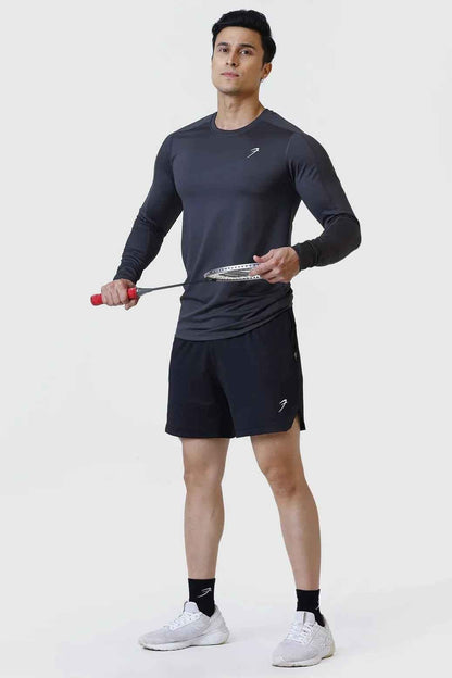 Dark grey Rush full-sleeves T-shirt by Fuaark Nz, soft fabric, casual fit, shown on a plain background.