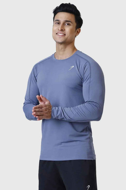Light grey Rush full-sleeve T-shirt by Fuaark NZ, featuring a comfortable fit and casual style, displayed on a plain background.