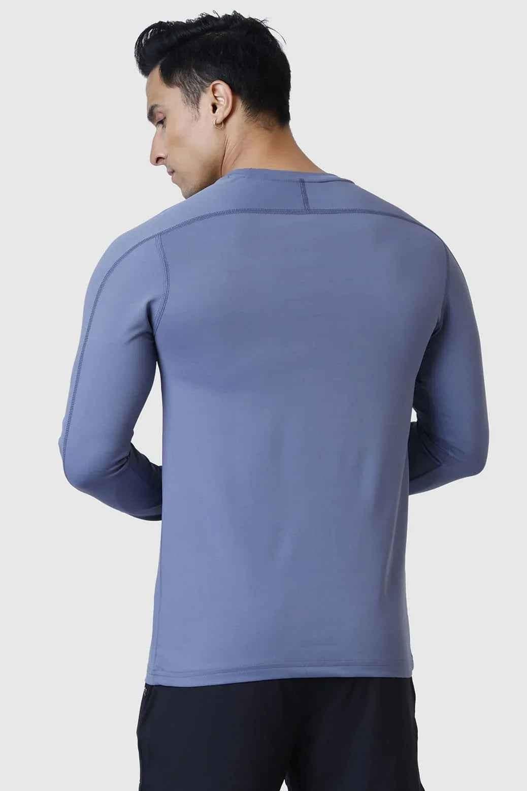 Light grey Rush full-sleeves T-shirt by Fuaark Nz, featuring a comfortable fit and casual style, shown on a plain background.