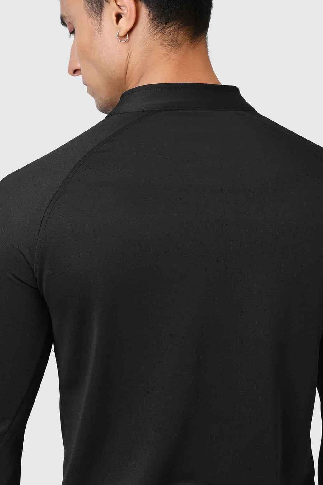 Black Rush Pullover T-shirt by Fuaark Nz featuring a casual fit and soft fabric, displayed on a white background.