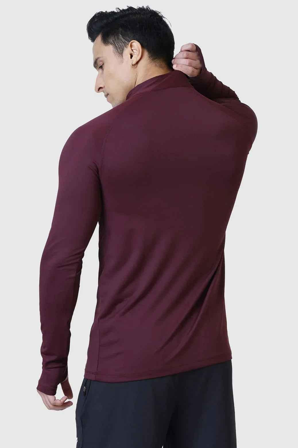 Fuaark Nz Rush Pullover Wine T-shirt displayed flat with front view, showcasing the stylish wine-colored design.