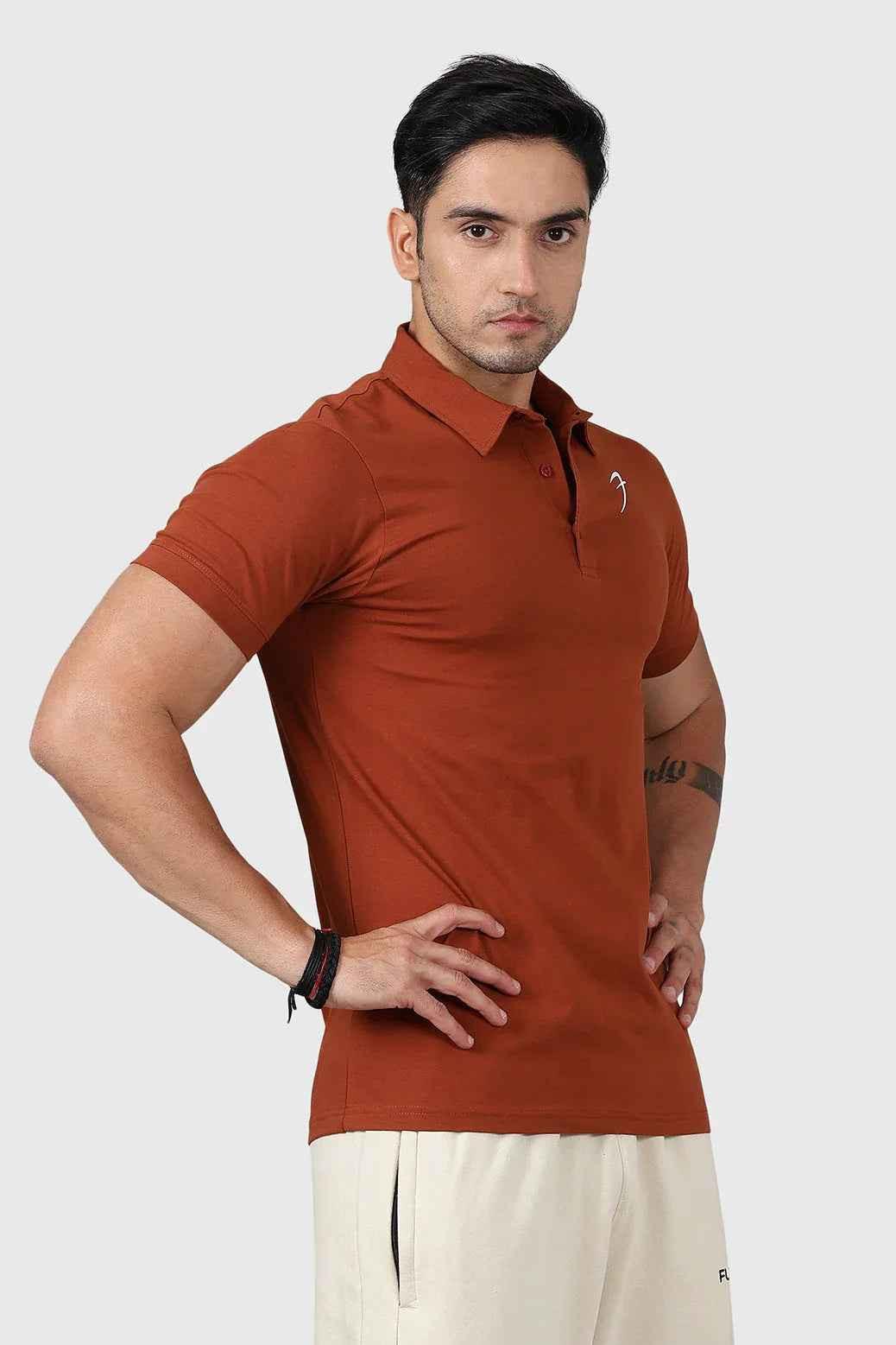 Fuaark Nz Salsa Brown Polo T-shirt for men, casual short-sleeve style, comfortable fit, soft fabric, ideal for effortless everyday wear.