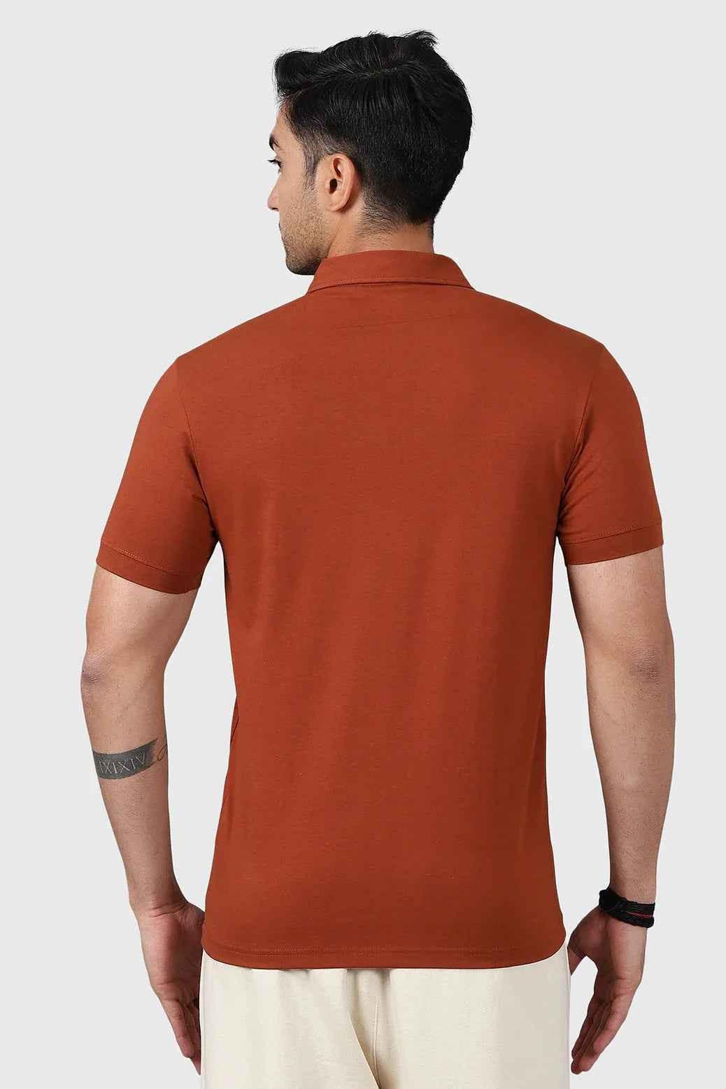 Fuaark Nz brown polo T-shirt for men, casual style with comfortable fit, short sleeves, and classic collar design.