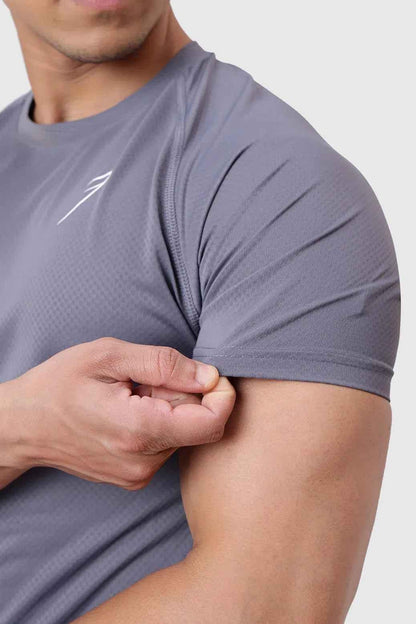 Slate grey Fuaark Nz T-shirt, stylish and comfortable casual wear for men, shown on a model with a relaxed fit.