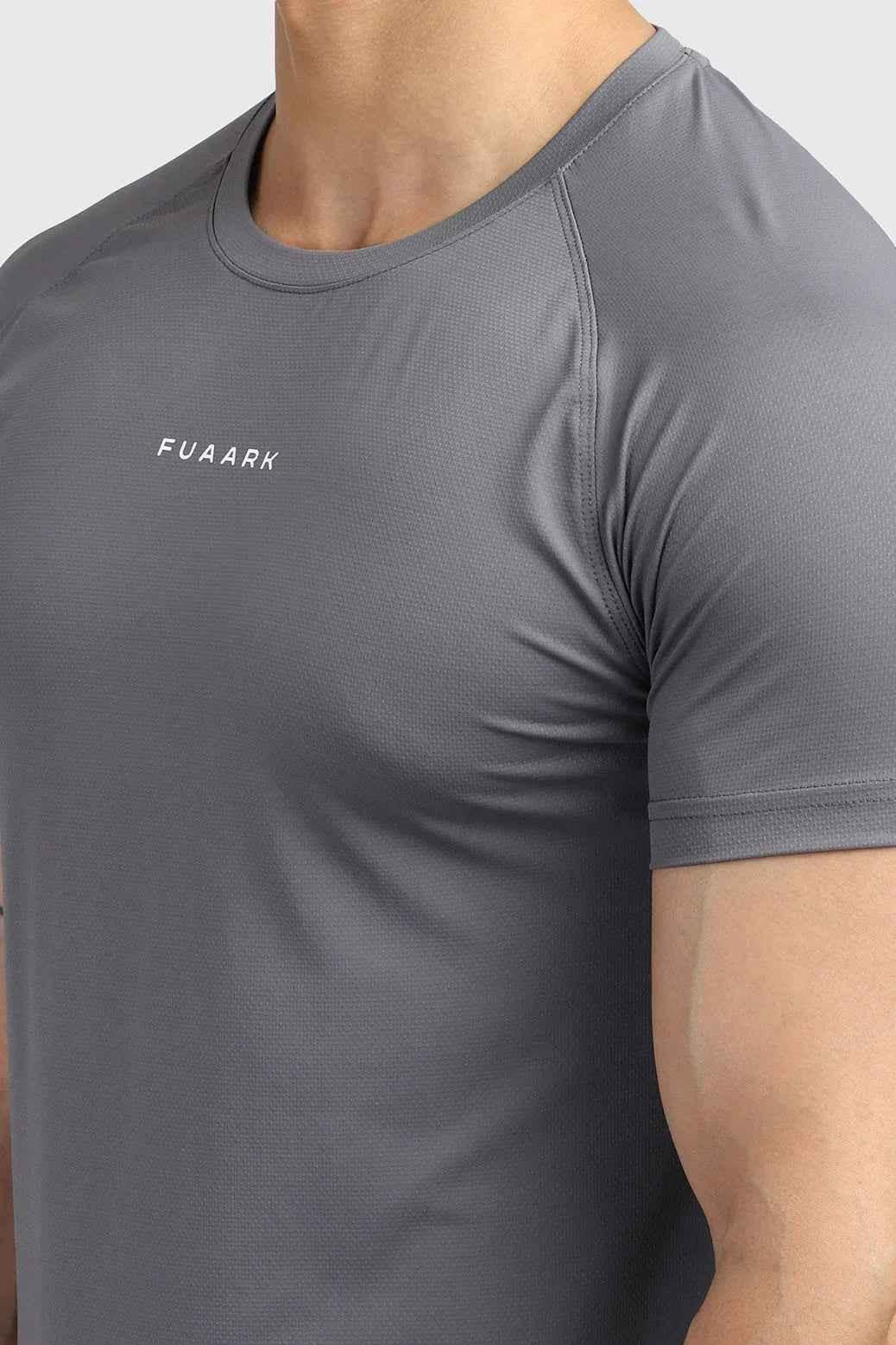 Grey Fuaark Nz T-shirt for men, showcasing a sleek design and comfortable fit, ideal for casual everyday wear.