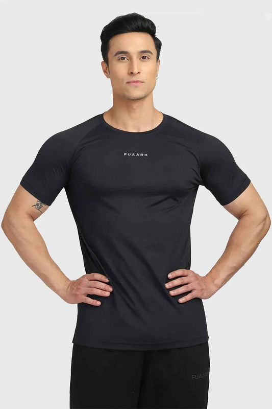 Black Fuaark NZ T-shirt with a sleek design, featuring a comfortable fit and soft fabric, displayed on a plain background.