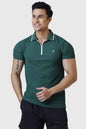 Green Fuaark Nz Stride Polo T-shirt displayed flat with collar and short sleeves, made from comfortable fabric.