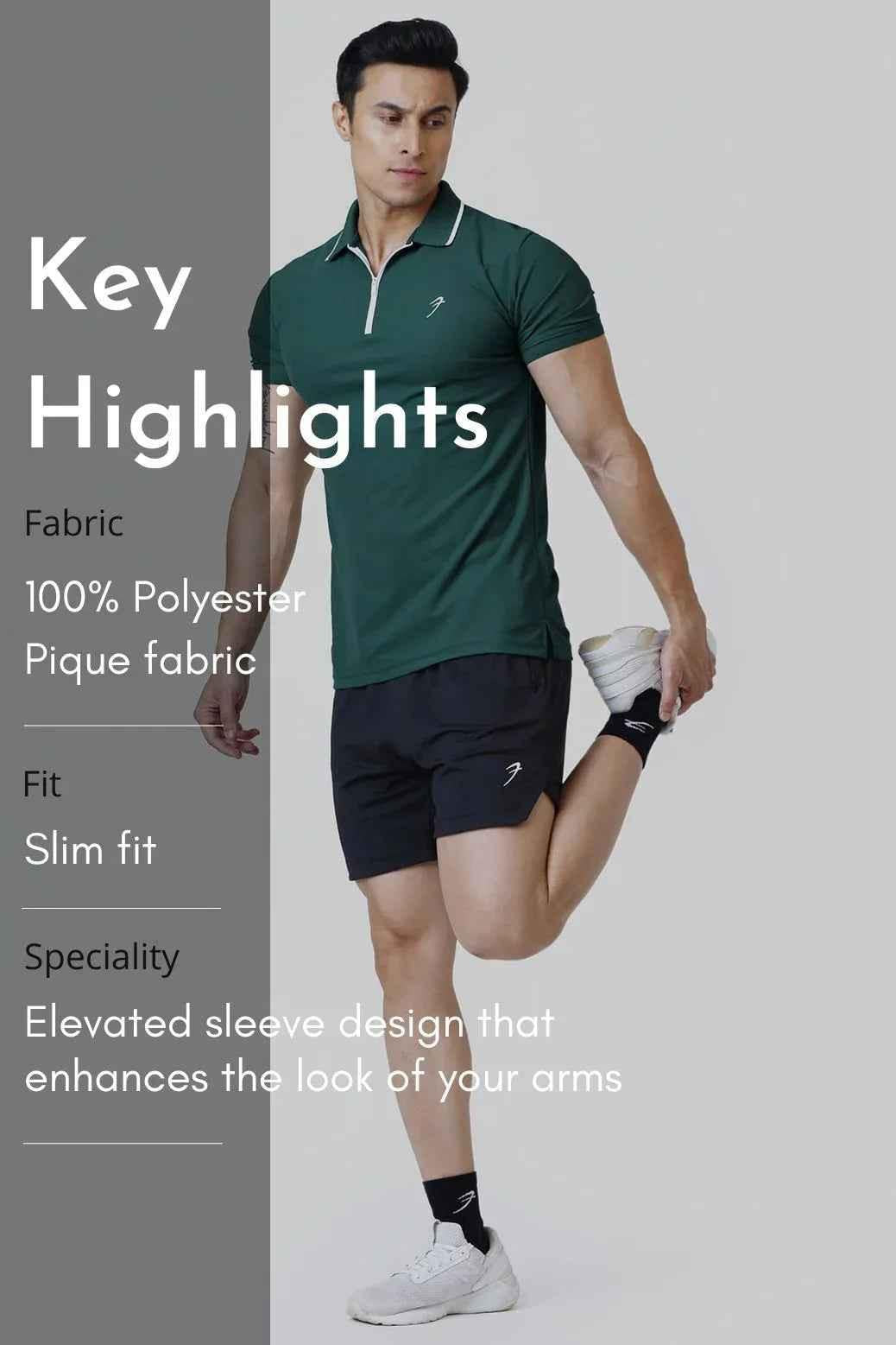 Green Stride Polo T-shirt by Fuaark Nz, casual men's T-shirt with a classic polo collar and short sleeves.