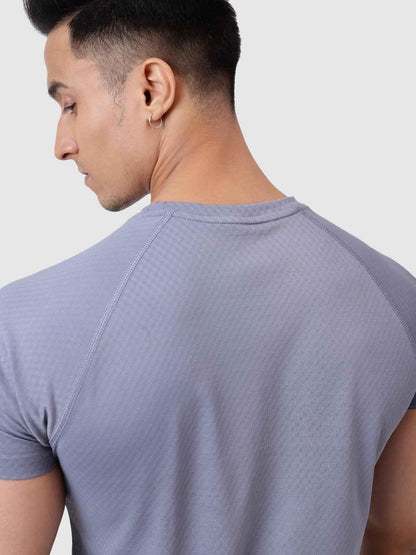 Fuaark Nz stylish grey grain T-shirt, casual fit with textured fabric, perfect for elevating everyday wardrobe.