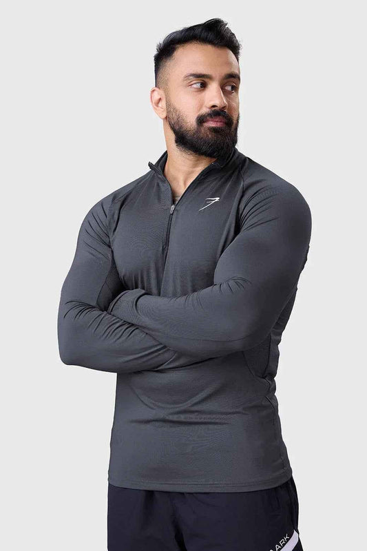 Grey Thrive pullovers by Fuaark Nz, casual t-shirts with a comfortable fit, shown on a neutral background.