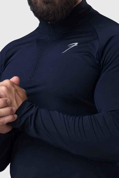 Navy Thrive Pullover T-shirt by Fuaark Nz, shown flat on a white background, highlighting its casual style and soft fabric.