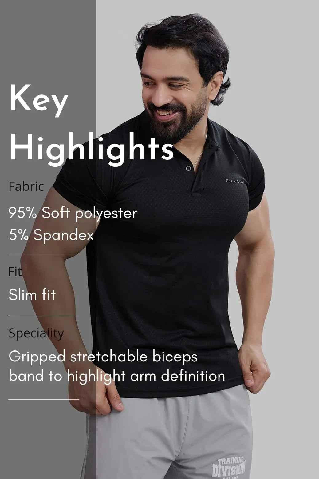 Black Wave Polo T-shirt by Fuaark NZ featuring a sleek design and comfortable fit, shown on a plain background.