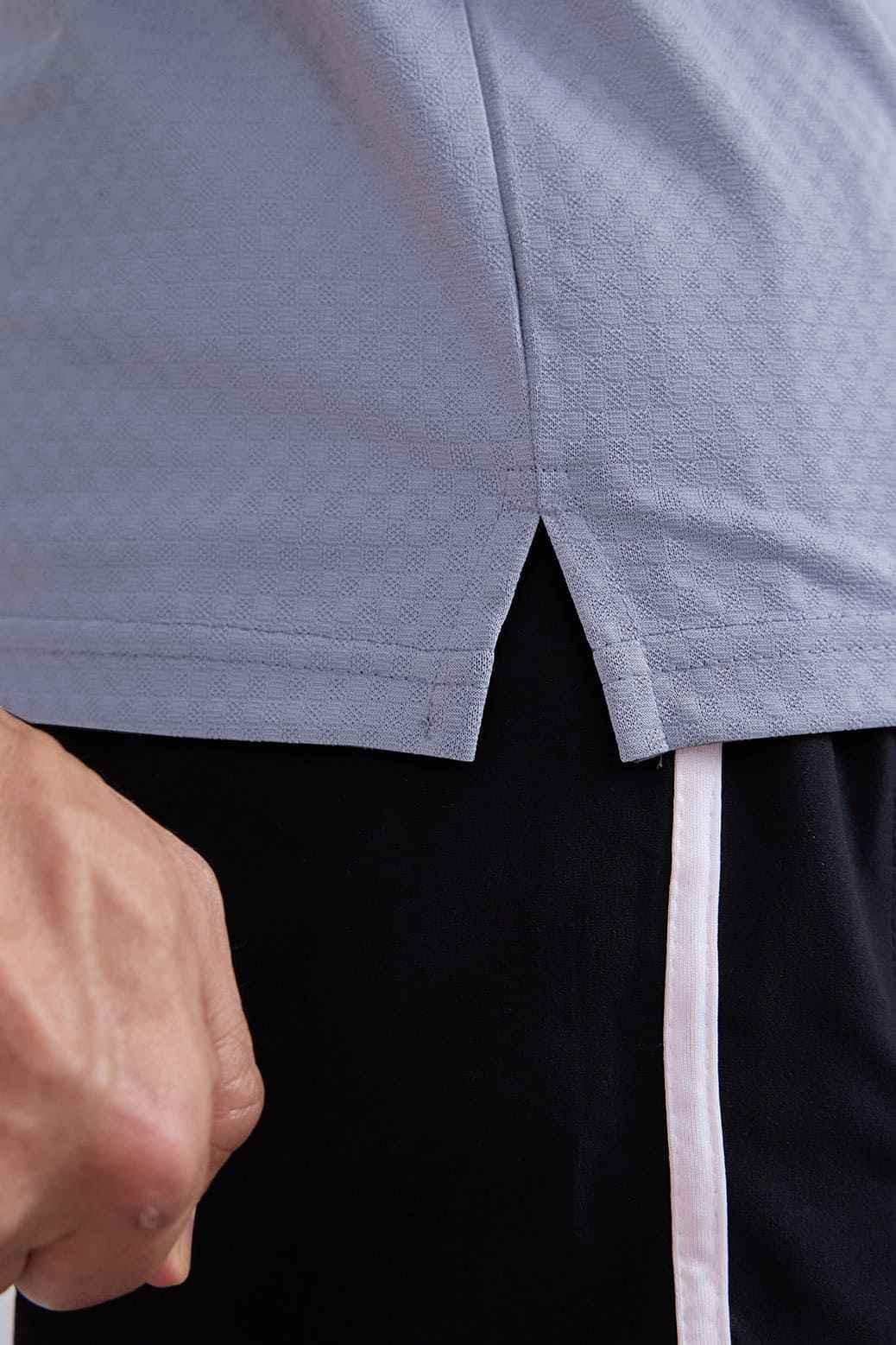 Grey Wave Polo T-shirt by Fuaark Nz, casual men's T-shirt with a stylish wave design, made from soft fabric.