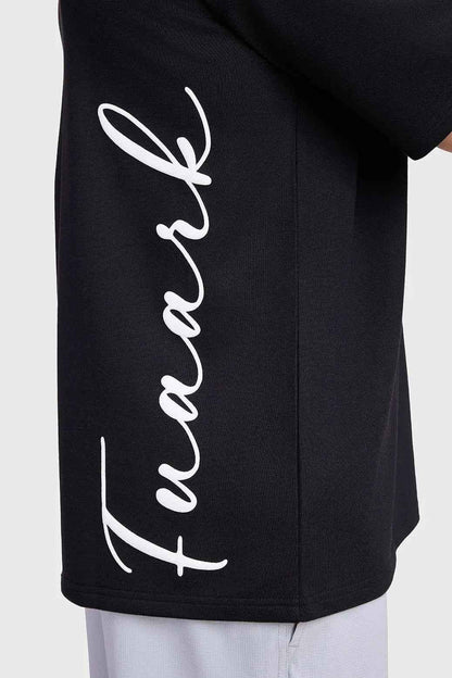 Black oversized T-shirt by Fuaark Nz featuring a bold design, casual fit, and comfortable fabric for effortless style.