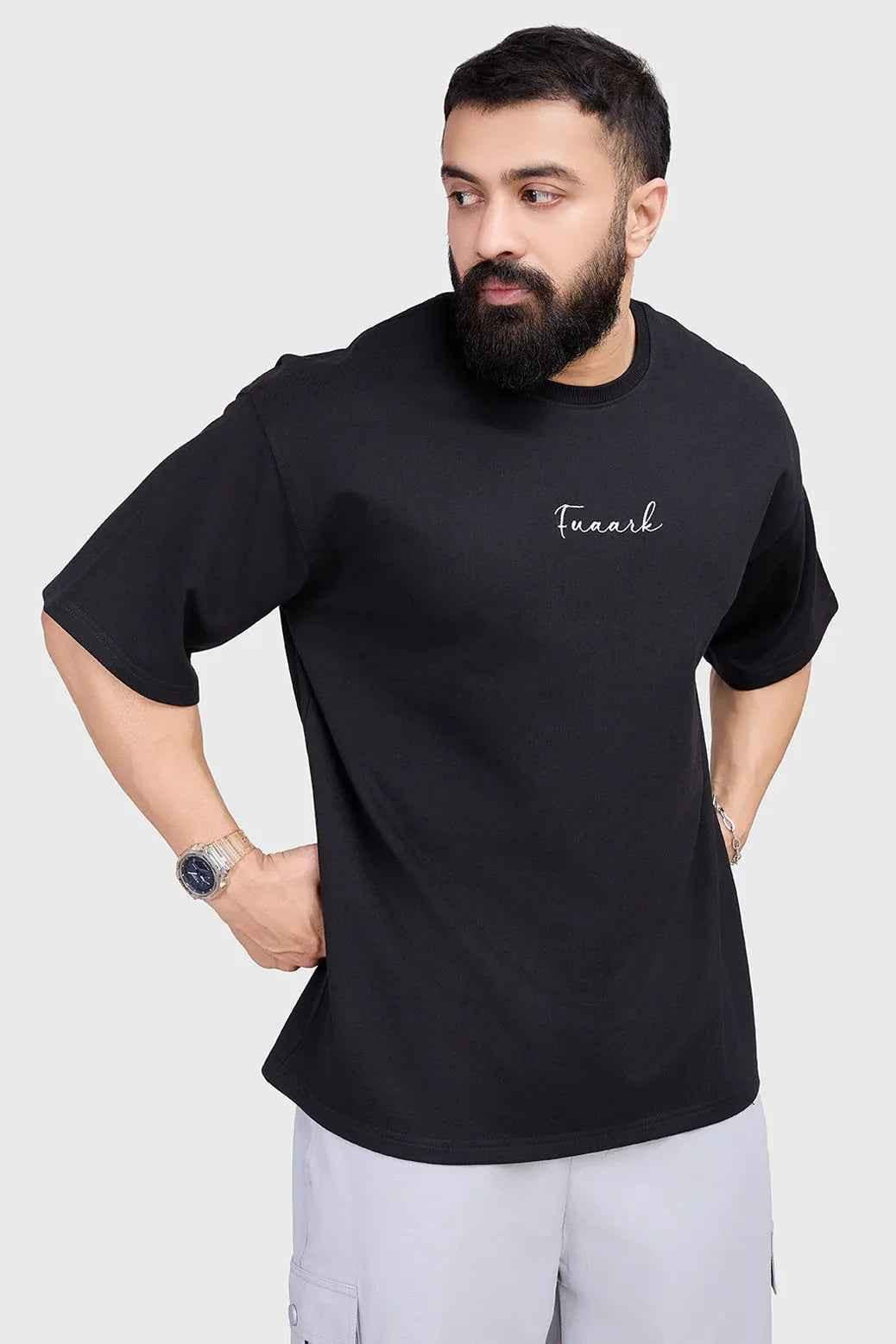 Black oversized T-shirt from Fuaark Nz with bold design, casual fit, and comfortable style, perfect for effortless everyday wear.