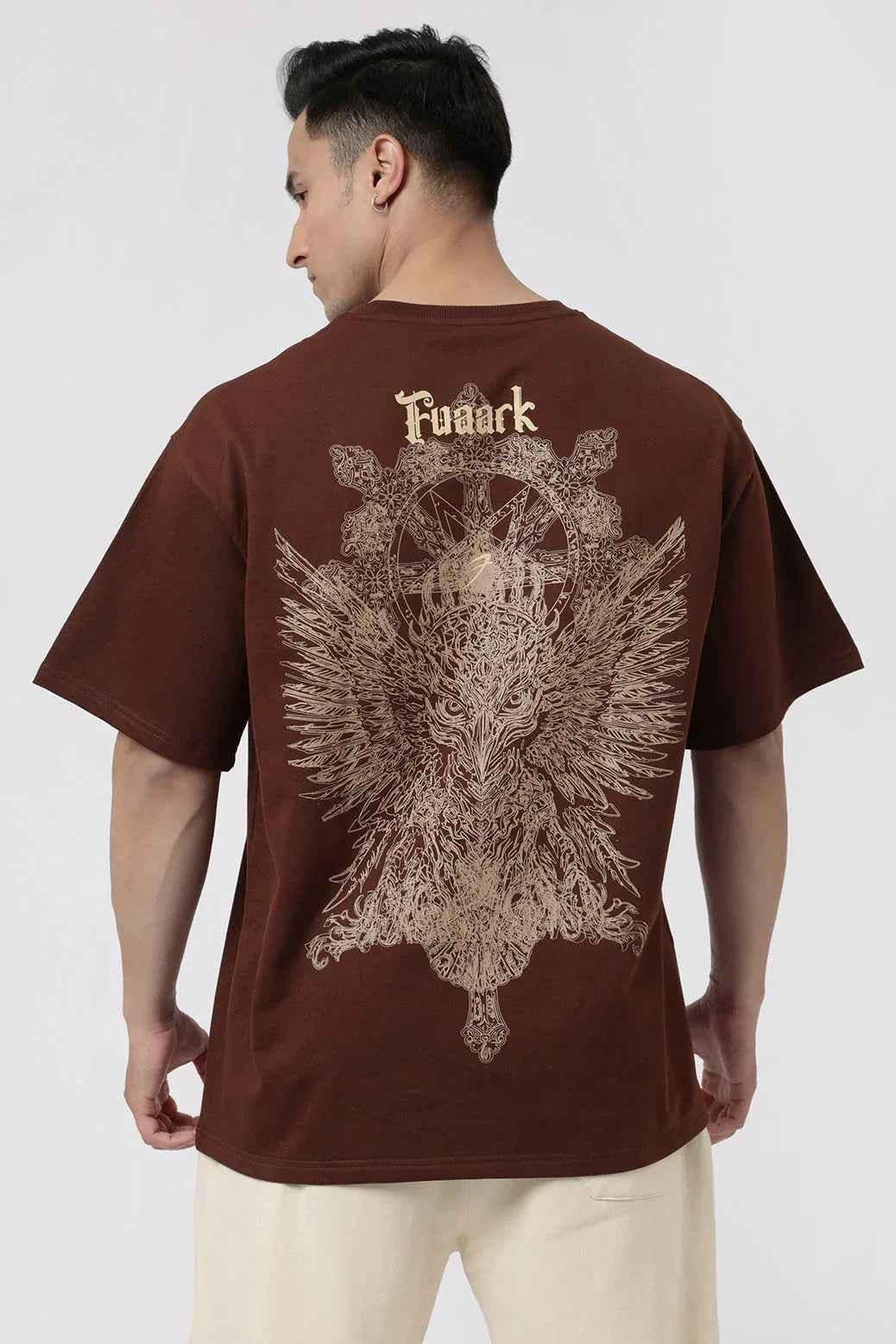 Fuaark Nz Coffee Eagle oversized graphic T-shirt in vintage style with ultra-soft, relaxed fit, featuring a bold eagle design.