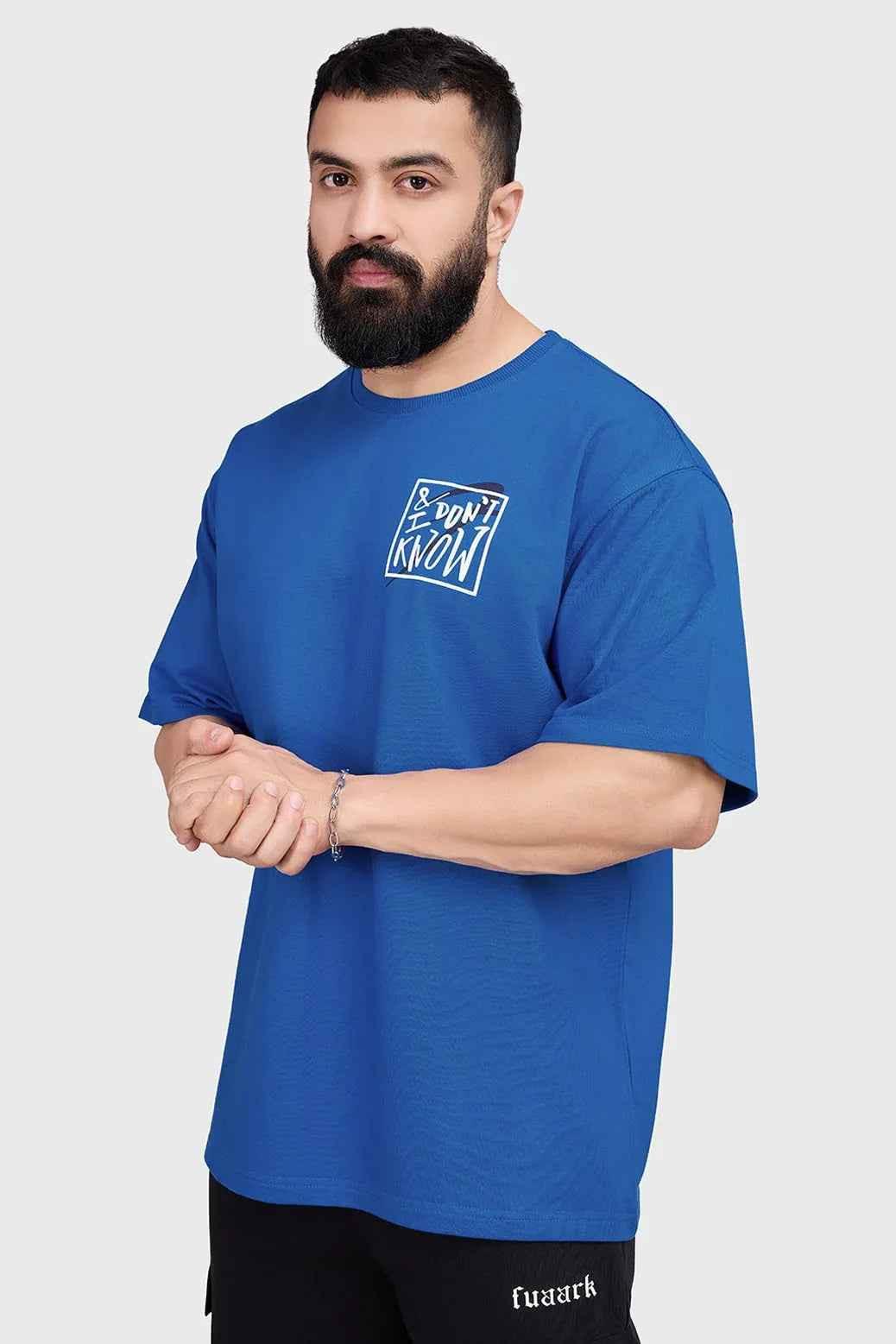 Royal blue Dapper oversized T-shirt by Fuaark Nz, shown laying flat with soft fabric and relaxed fit style.