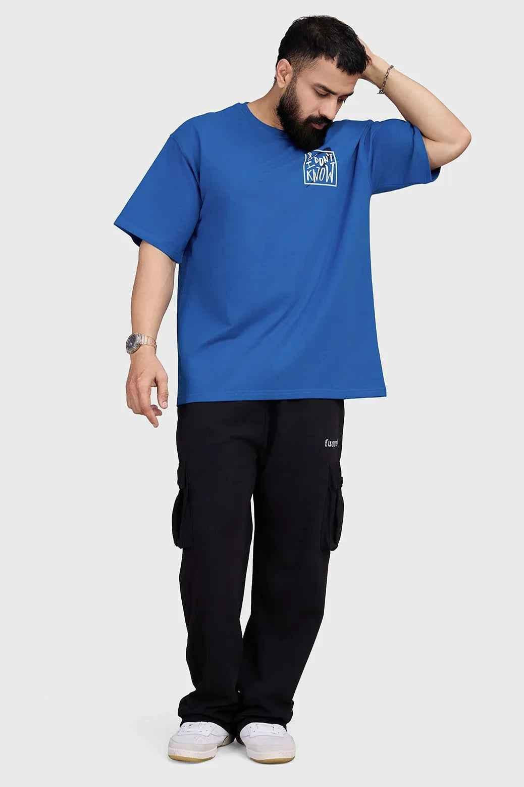 Royal blue oversized T-shirt from Fuaark Nz featuring a relaxed fit and casual style, shown on a plain background.