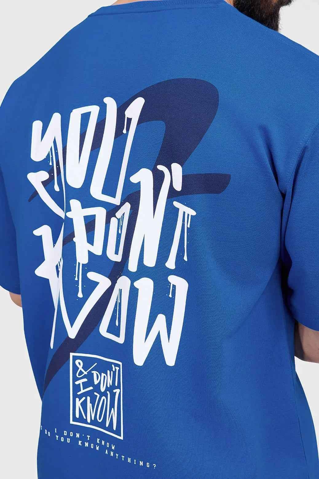 Royal blue Dapper oversized T-shirt by Fuaark Nz, front view showing relaxed fit and classic crew neckline.