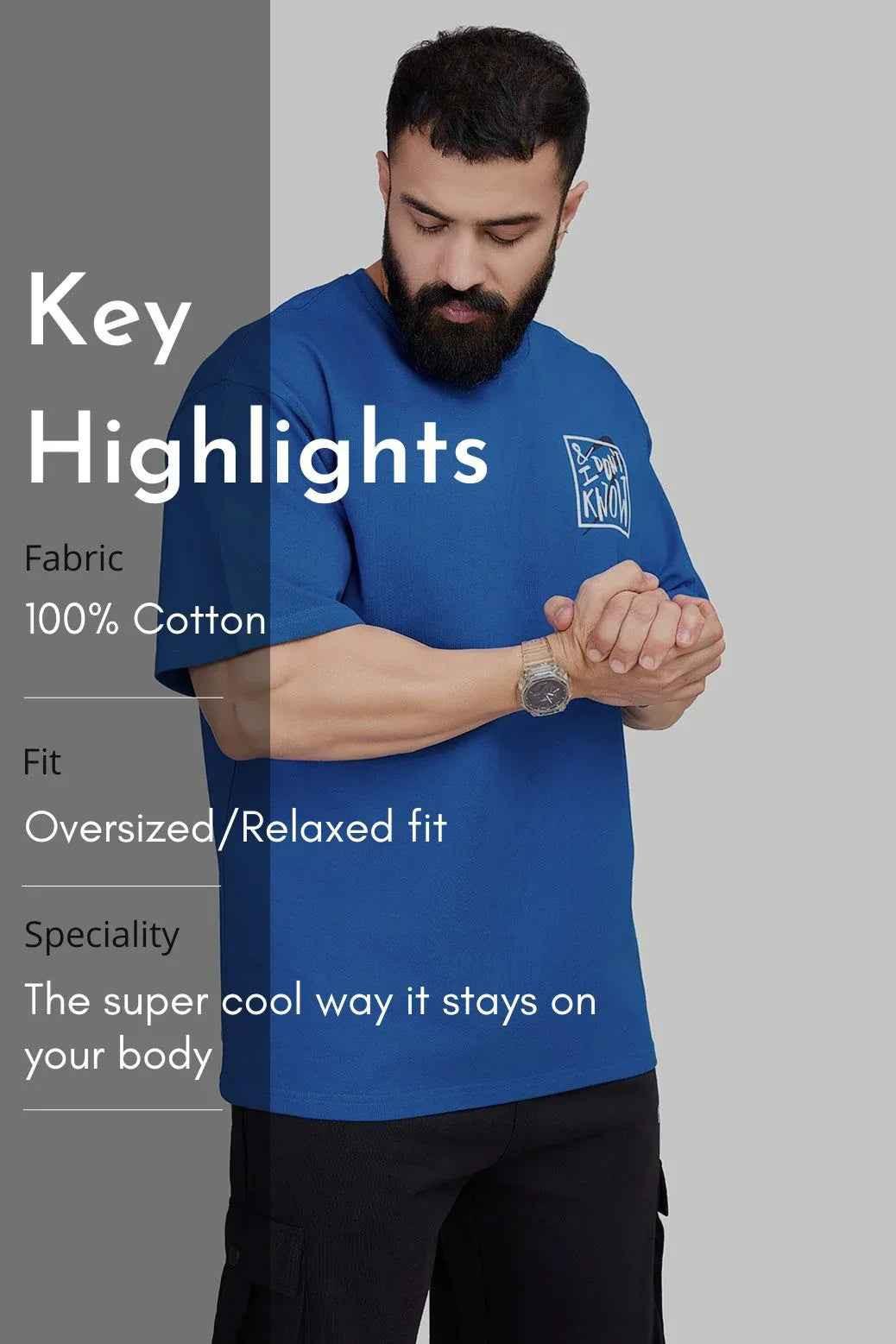 Royal blue Dapper oversized T-shirt by Fuaark Nz, shown laid flat with relaxed fit and short sleeves