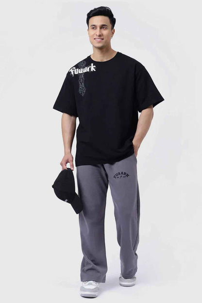 Fuaark Nz oversized black Eagle T-shirt for men, soft cotton, relaxed fit, ideal for casual wear and stylish comfort.
