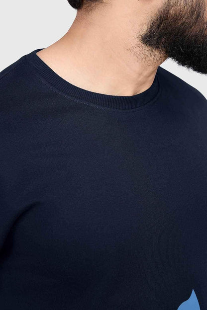 Fuaark Nz navy oversized Edge T-Shirt for men, casual fit with short sleeves and crew neck, stylish and comfortable for everyday wear.