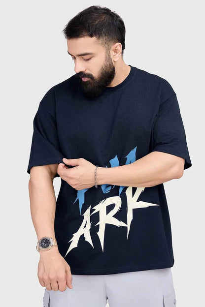 Fuaark Nz navy oversized T-shirt for men, casual and stylish, featuring a relaxed fit and soft cotton fabric.
