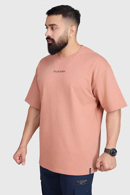 Fuaark Nz Element Oversized T-shirt in warm beige, casual fit, soft fabric, displayed on a hanger.