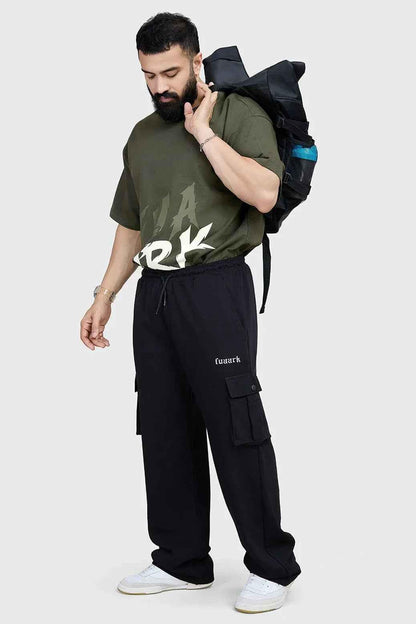 Oversized olive green T-shirt by Fuaark Nz, casual style, soft fabric, relaxed fit, perfect for everyday wear.