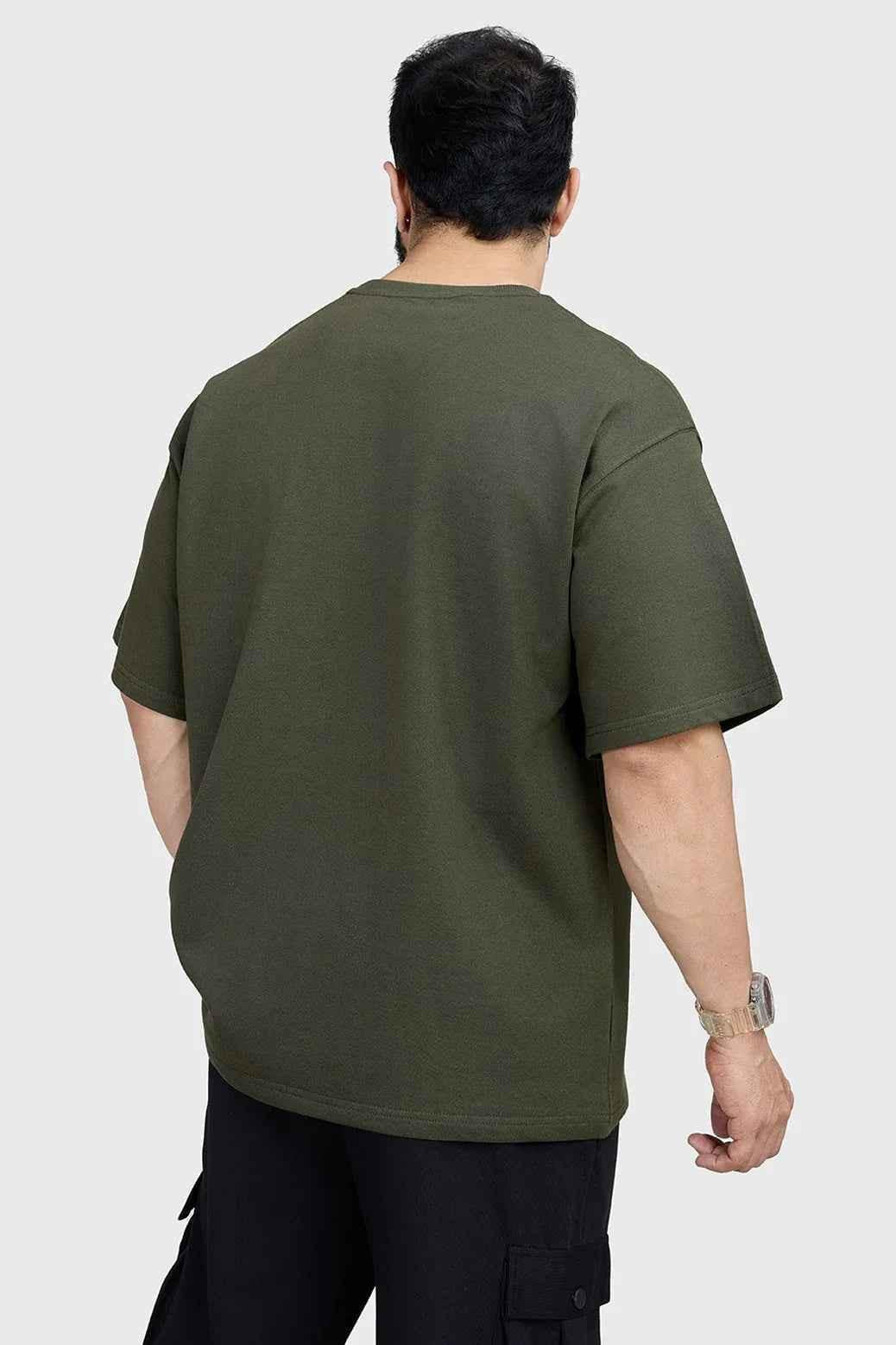 Oversized olive T-shirt by Fuaark Nz, casual fit, soft fabric, and stylish design perfect for everyday wear.