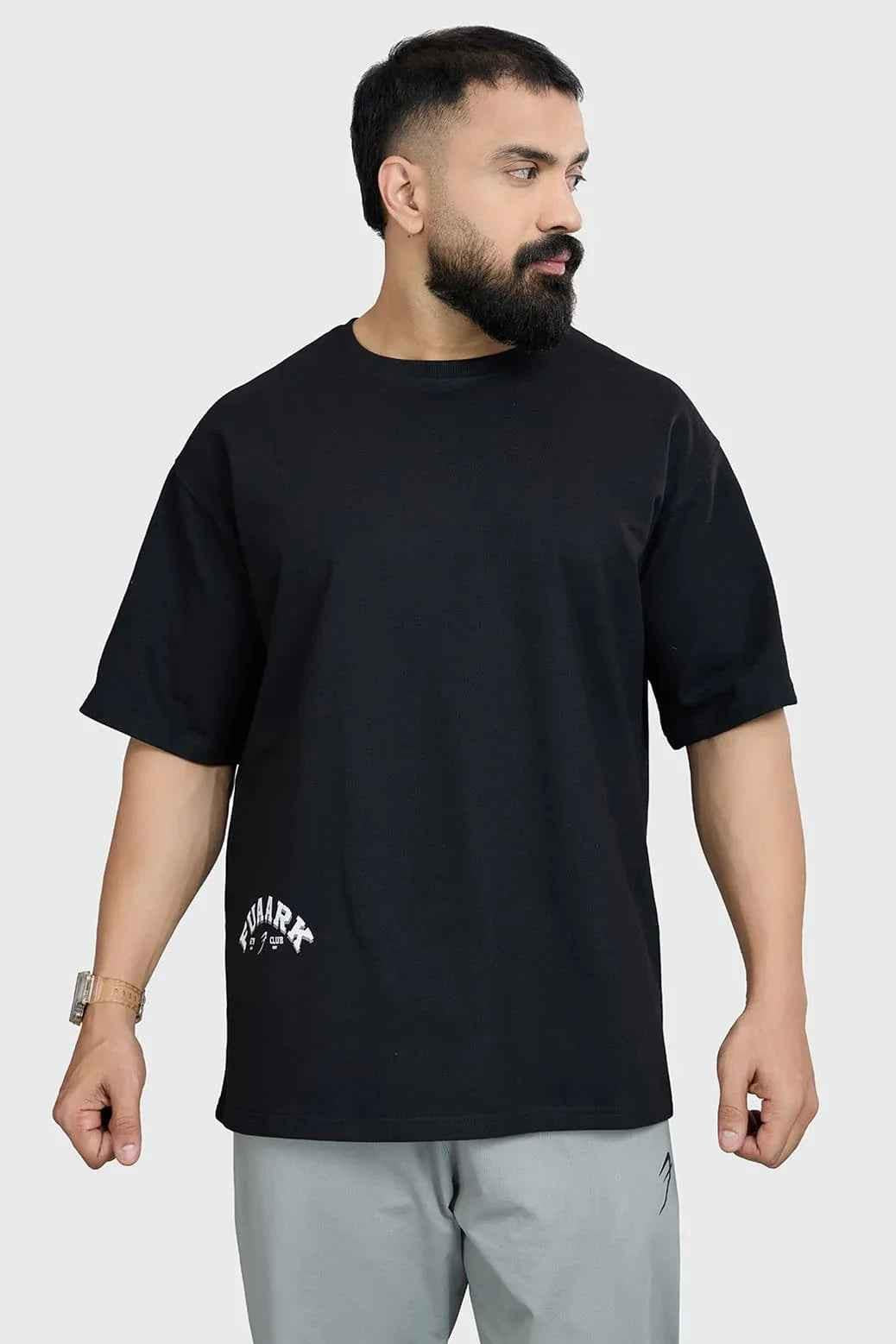 Black oversized T-shirt by Fuaark Nz featuring a bold bull graphic, perfect for elevating casual street style.