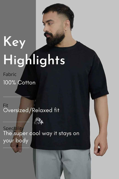 Black oversized T-shirt by Fuaark Nz featuring a bold bull graphic, perfect for casual and trendy streetwear styles.