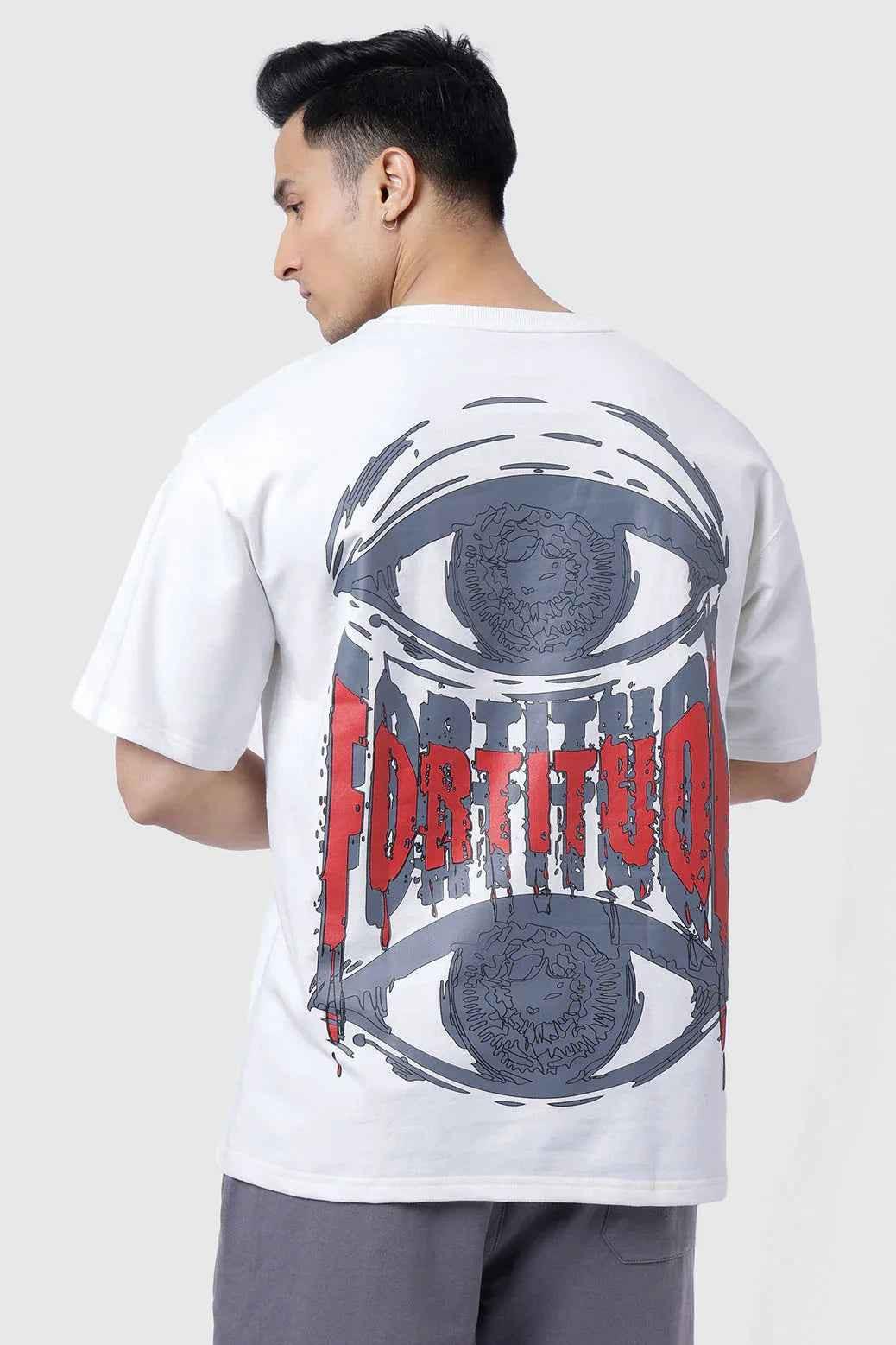 White oversized T-shirt from Fuaark Nz's Fortitude collection, casual fit, featuring a soft cotton fabric and relaxed style.
