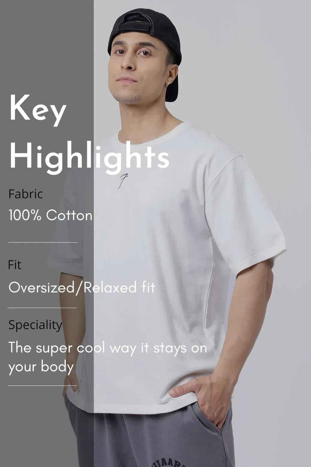 White Fortitude oversized T-shirt by Fuaark Nz, featuring a relaxed fit and casual style, shown on a plain background.