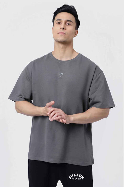 Fuaark NZ Fortitude Oversized T-shirt in dark grey with bold graphic, soft and breathable cotton fabric for comfortable wear.