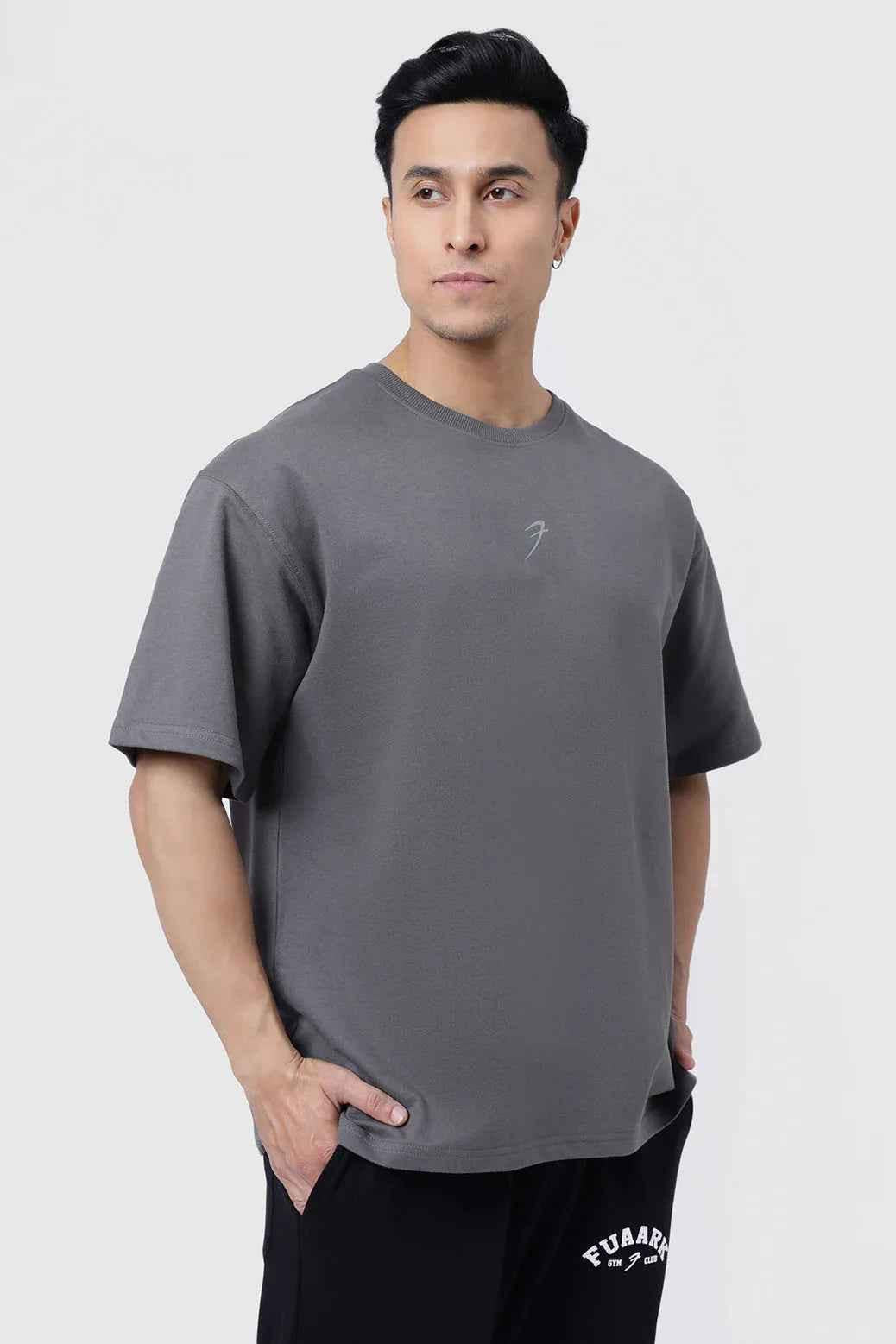Fuaark Nz Fortitude Oversized T-shirt in dark grey, soft, breathable fabric with bold graphic print