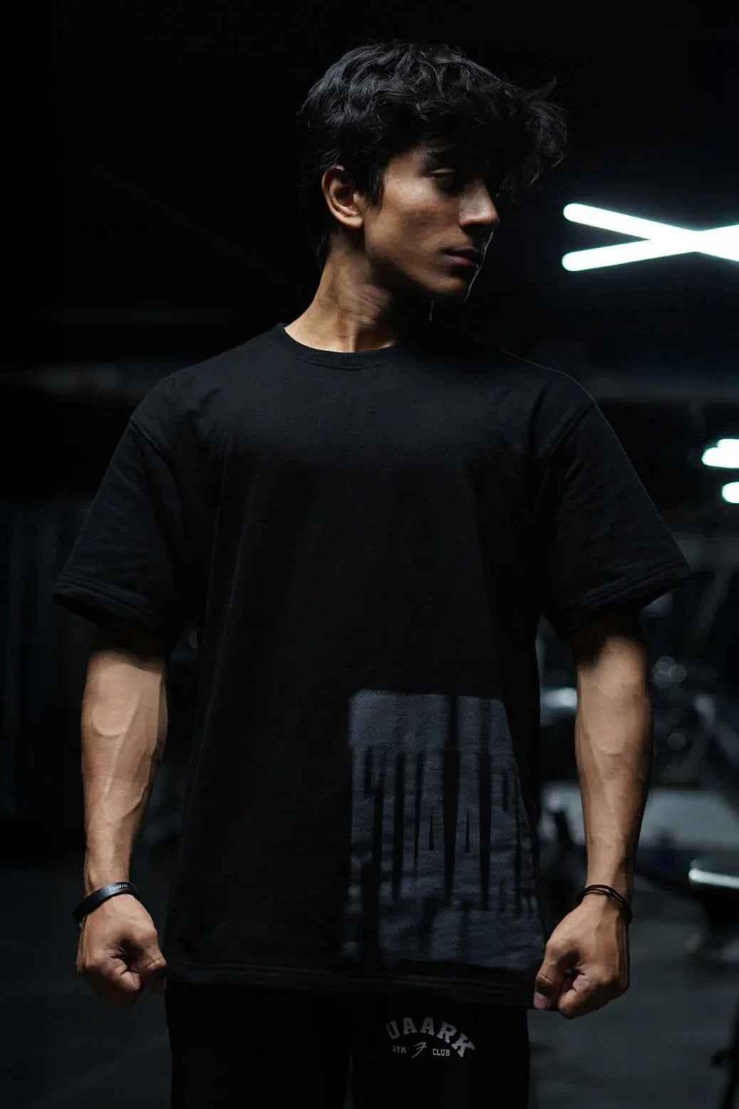 Fuaark Nz oversized black Gorilla T-shirt with heavyweight fabric and relaxed streetwear fit, displayed on a plain background.