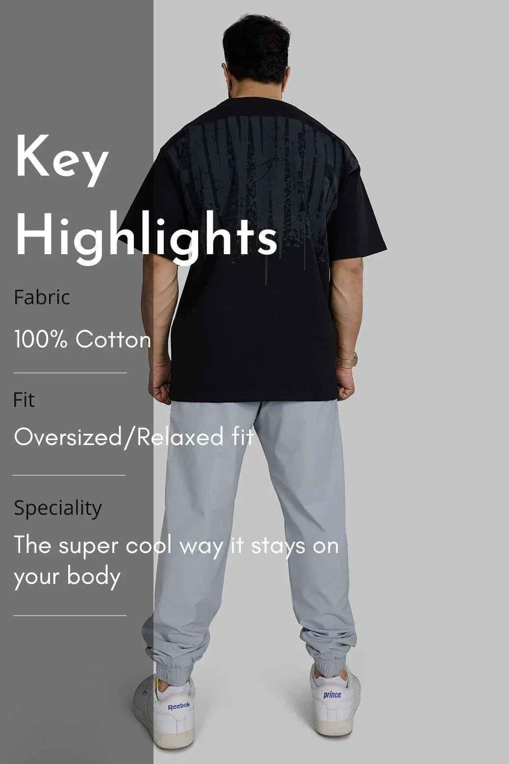 Fuaark Nz heavyweight oversized black T-shirt for men, casual style, soft fabric, and comfortable fit.