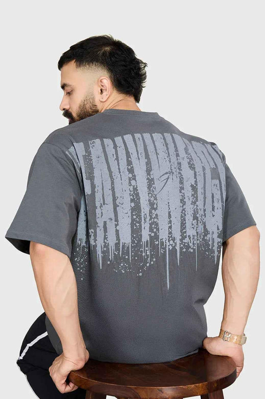 Fuaark Nz heavyweight oversized grey T-shirt for men, featuring a relaxed fit and soft cotton fabric for maximum comfort.