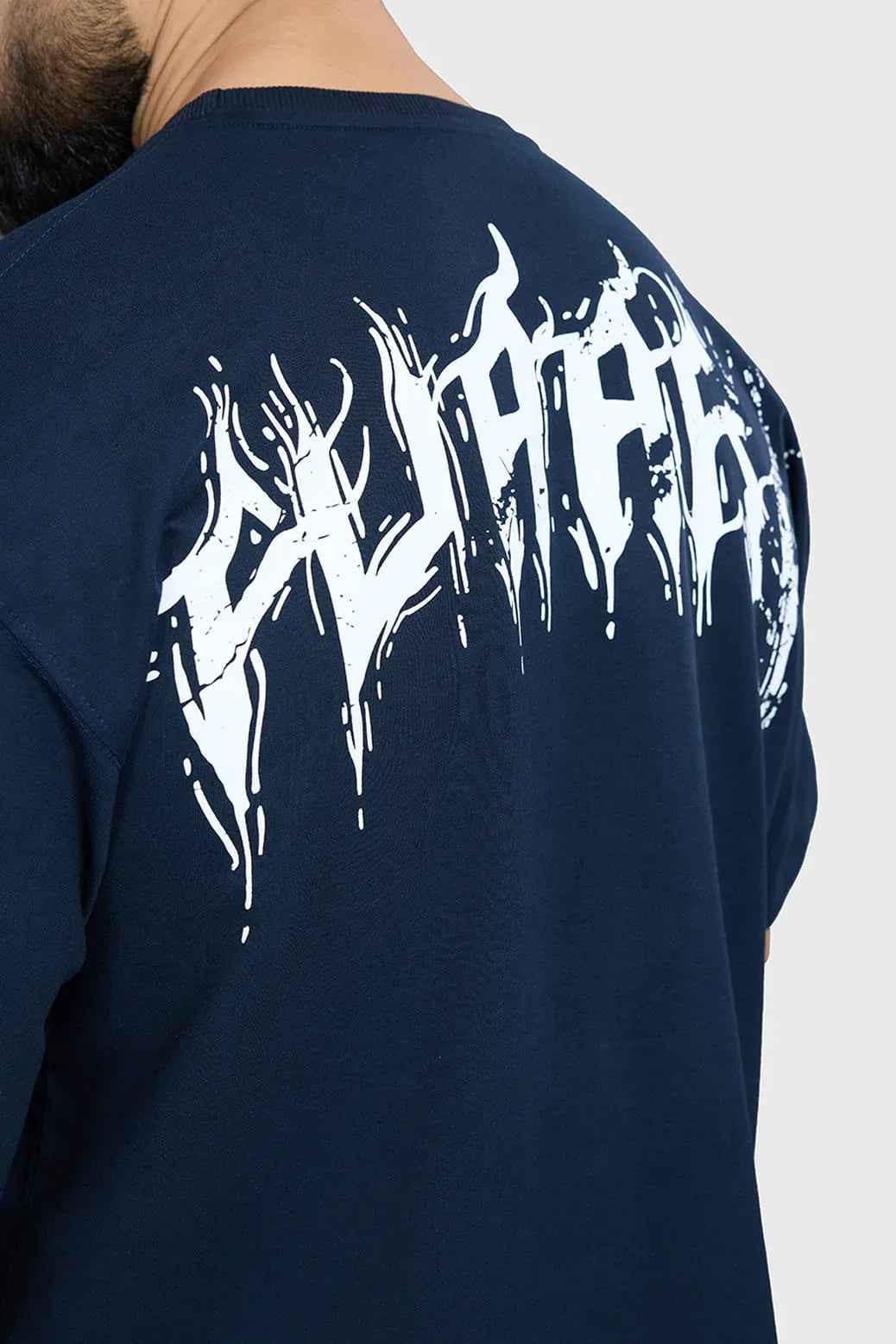 Navy Ignite oversized T-shirt by Fuaark Nz, casual fit, soft fabric, displayed on a plain background.