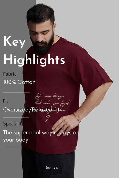 Fuaark Nz oversized maroon T-shirt for women, casual style, soft fabric, featuring a relaxed fit and minimal design.
