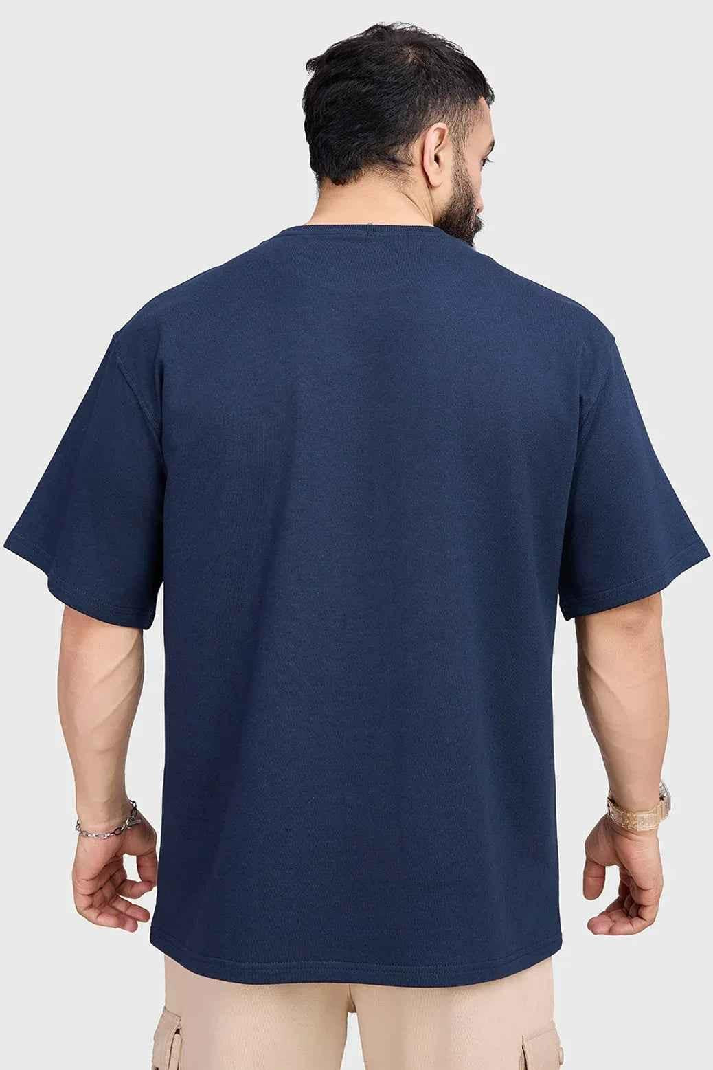 Fuaark Nz Inspiration oversized navy T-shirt for men, soft cotton fabric, relaxed fit, casual style, front graphic design.